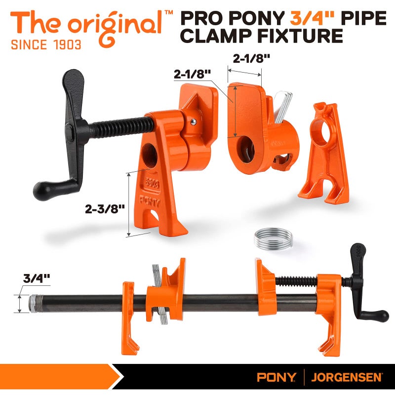 PONY PRO 2-Pack Heavy-Duty Wood Gluing Pipe Clamp Fixture for 3/4 Inch Black Pipe - Image 3